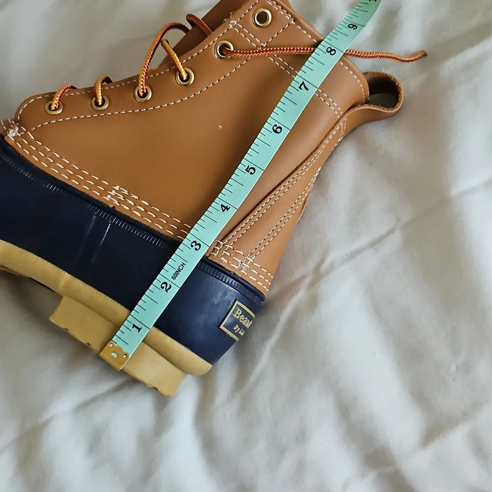LL Bean Duck Bean Boot Tan Blue Size 7 - Picture 8 of 8